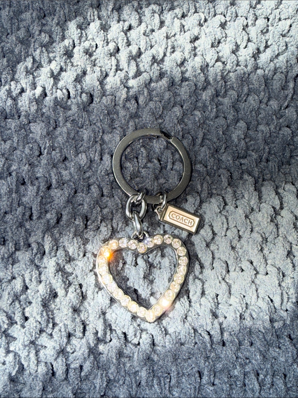 COACH Crystal Heart Keyring - Silver
